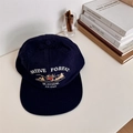 Dark blue cotton baseball cap with mountain embroidery and white text on the front - 56-58cm Adjustable / Navy Blue