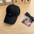 Casquette de baseball en coton noir avec broderie blanche 'R' et visière courbée simple - 56-60cm (Ajustable) / Noir
