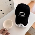 Retro-Baseballkappe in Schwarz-Weiß mit Kontrastschirm und feiner Stickerei für Damen - 56-58cm Verstellbar / Schwarz