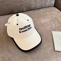 Casquette de baseball beige avec visière marine et broderie bleue pour femmes - 56-58cm Ajustable / Beige