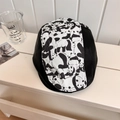 Berretto retrò in pelle PU con simpatica stampa panda in classico bianco e nero - 56-58cm / Panda Nero