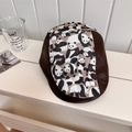 Berretto vintage in pelle PU marrone con simpatica stampa di panda in tela - 56-58cm / Panda Caffè