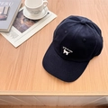 Casquette de baseball en coton bleu marine avec broderie chat blanc et texte stylé - 56-58cm Ajustable / Bleu Marine