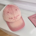 Berretto da baseball rosa sfumato con ricamo di lettere e tesa larga per donna - 56-5cm (Regolabile) / Rosa