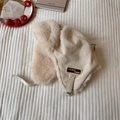 Winter faux suede earflap trapper hat in cream white with plush faux rabbit fur lining - 56-58cm / Beige
