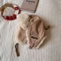 Brown suede aviator hat with thick faux fur lining and adjustable metal buckle - 56-58cm / Khaki