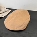 Khaki Schirmmütze aus Wildlederimitat mit Retro-Nähten und mattem Finish für Damen - 56-59cm (Verstellbar) / Camel