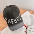 Vintage washed dark gray baseball cap with white THE BEST embroidery on the brim - 56-59cm Regular / Gray With White Letters