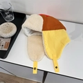 Colbacco color block con fodera in pile e paraorecchie in rosso, marrone e giallo - Adulto 56-58cm / Giallo