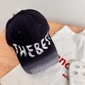 Vintage black baseball cap with THE BEST graffiti text and washed distressed brim details - 56-59cm Regular / Navy Blue