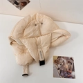 Quilted cream winter aviator hat with ear flaps and adjustable strap for cold weather - 56-58cm / Beige