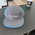 Quick-dry five-panel camper hat in grey and blue patchwork style with flat brim - 56-58cm Adjustable / Gray