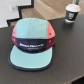 Five-panel quick-dry camper cap with color-block design in mint, pink, and navy blue - 56-58cm Adjustable / Blue