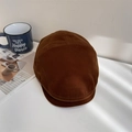 Classic dark brown corduroy newsboy cap for men and women with vintage texture - 56-58cm / Brown