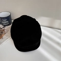 Classic black corduroy newsboy cap for autumn and winter with a textured vintage design - 56-58cm / Black