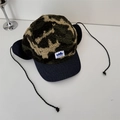 Fleece camouflage trapper hat with earflaps and polka dot drawstrings for winter - Adult Size / Camouflage