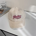 Berretto da baseball invernale in sherpa bianco crema con ricamo rosa - Bambini (48-53CM) / Beige