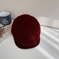Retro dark red corduroy flat cap for women and men in a vintage textured fabric - 56-58cm / Burgundy