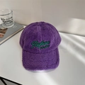 Cappellino da baseball invernale in sherpa viola con ricamo verde in stile streetwear - Bambini (48-53CM) / Viola