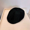 Gorra clásica de estilo retro con patrón de cuadros negro y verde oscuro con botón superior - 56-58cm Ajustable / Verde Oscuro