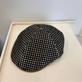 Boina vintage de estilo británico con estampado de cuadros negro, blanco y marrón - 56-58cm Ajustable / Marrón