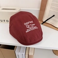 Berretto vintage bordeaux in cotone con ricamo squalo e slogan in stile retrò - 56-58cm (Regolabile) / Borgogna