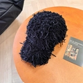 Gorra de béisbol negra de felpa con flecos para un estilo callejero y moderno - Negro