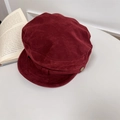 Dunkelrote achteckige Newsboy-Mütze für Damen mit Retro-Schnalle und Wildleder-Textur - 56-58cm / Burgunderrot