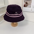 Dark purple embroidered fox stripe cotton fisherman hat for women in casual home setting - 56-58cm / Purple