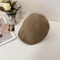Classic dark brown suede newsboy cap featuring a retro six-panel vintage design - 56-58cm (Snap Button Adjustment) / Khaki