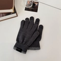 Dark gray knitted gloves with touchscreen finger opening and ribbed cuffs for winter warmth - One Size(Elastic) / Touch Screen Knitted Gloves / Dark Gray