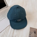 Dark cyan short brim baseball cap in quick-dry fabric with vintage woven label - 56-58cm Adjustable / Malachite green
