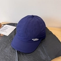 Dark blue short brim baseball cap with Never Give Up embroidery on textured fabric - 56-58cm / Navy Blue
