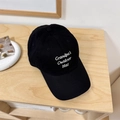 Classic black baseball cap with white Grandpa's Outdoor Hat embroidery on wood table - 56-58 Adjustable / Black
