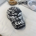 Casquette vintage motif léopard et camouflage avec détails usés sur tissu blanc - 56-58cm / Gris/Blanc