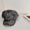 Gorra tipo newsboy vintage en denim lavado gris oscuro con diseño retro de paneles - 56-58cm / Tie-dye Gris