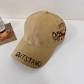 Vintage khaki washed cotton baseball cap with bold black letters in street style - Normal Circumference 56-58cm (Adjustable) / Camel