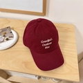 Minimalist burgundy baseball cap with white Grandpa's Outdoor Hat embroidery text - 56-58 Adjustable / Burgundy