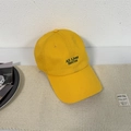 Gorra de béisbol amarilla brillante lavada con bordado y visera ancha para sol - 56-58cm Ajustable / Amarillo