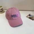 Cappellino da baseball in cotone rosa con ricamo blu e visiera curva in stile casual - 56-58cm Regolabile / Rosa