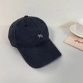 Vintage Baseballkappe aus gewaschener Baumwolle in Schwarz mit weißem Logo - 56-58cm Verstellbar / Marineblau