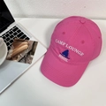 Hot pink cotton baseball cap with Camp Lounge embroidery and white laptop decor - 56-58cm Adjustable / Rose Red