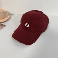 Classic deep burgundy cotton baseball cap with white embroidered B letter logo - 56-58cm Adjustable / Burgundy