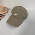 Khaki baseball cap featuring a white 3D embroidered letter B and curved brim - 56-58cm Adjustable / Khaki