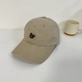 Khaki cotton baseball cap featuring cute embroidered bear and soft top design - 56-58cm Adjustable / Khaki