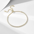 Verstelbare S925 zilveren tennisarmband met 2mm ronde zirkonia in goudkleurige finish - 925 zilver / Geel