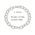 Detalle de pulsera de eslabones gruesos en plata de ley S925 con cierre de mosquetón - Talla L 8mm de Ancho 19cm de Largo (Aprox. 15,85g) / Plata 925