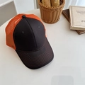 Casquette bicolore en toile de coton noire et empiècements en maille filet orange - 56-58cm Ajustable / Noir Maille Orange