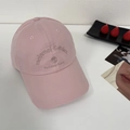 Gorra de béisbol de algodón rosa con visera desgastada y bordado de flores - 56-58cm Ajustable / Rosa