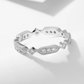 Minimalistische S925 sterling zilveren geometrische ring met ruitvormige zirkonia - US 5 / Wit